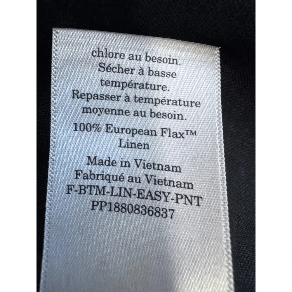 Everlane The‎ Linen Easy Pant Black Straight Leg Elastic Waist Size S Small